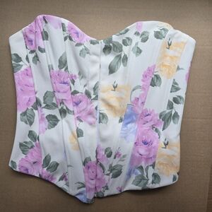 Zara Cream and Floral Corset Top Size XS